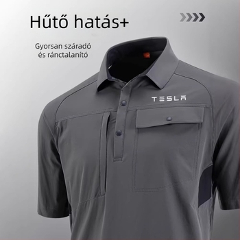 Férfi nyári gyorsan száradó munkaruha, rövid ujjú póló autószerviz műhelyhez