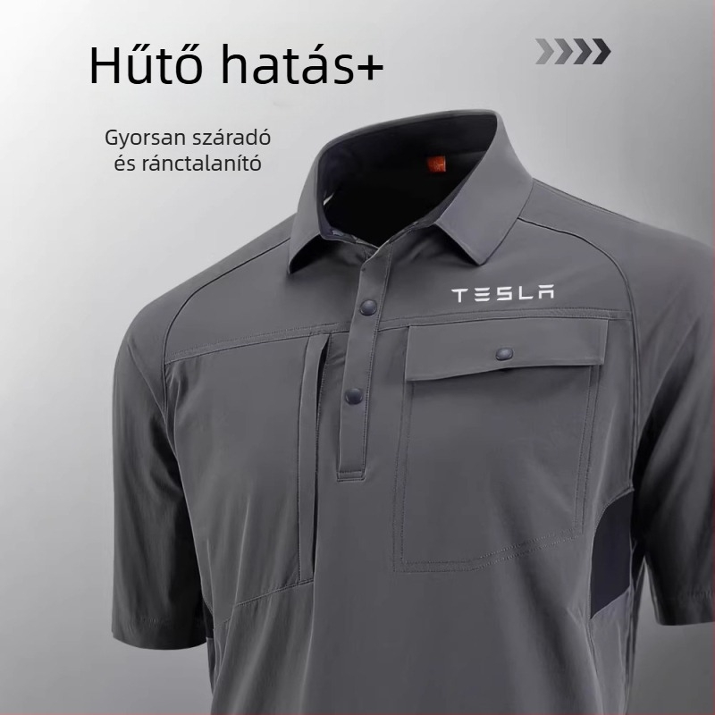Férfi nyári gyorsan száradó munkaruha, rövid ujjú póló autószerviz műhelyhez
