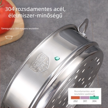 304 rozsdamentes acél gőzölő rács, sík éllel, 16–22 cm, 2 darabos készlet