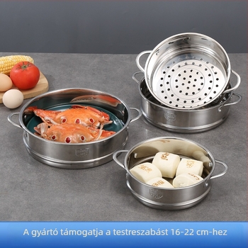 304 rozsdamentes acél gőzölő rács, sík éllel, 16–22 cm, 2 darabos készlet