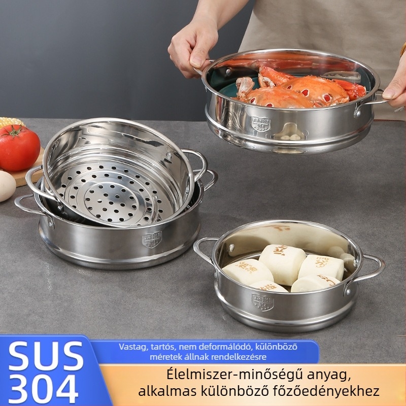 304 rozsdamentes acél gőzölő rács, sík éllel, 16–22 cm, 2 darabos készlet