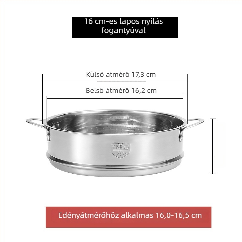 304 rozsdamentes acél gőzölő rács, sík éllel, 16–22 cm, 2 darabos készlet