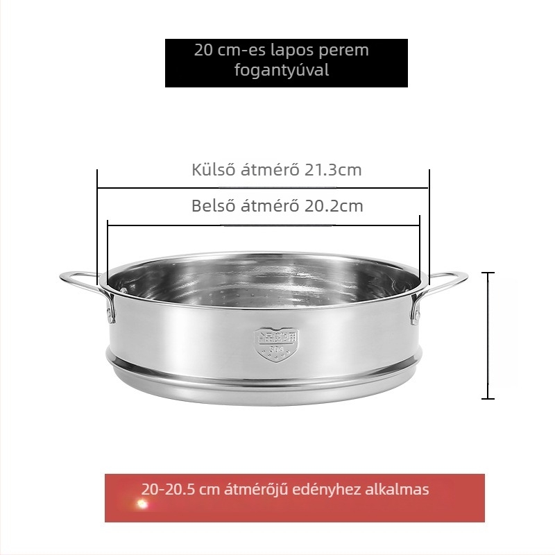 304 rozsdamentes acél gőzölő rács, sík éllel, 16–22 cm, 2 darabos készlet
