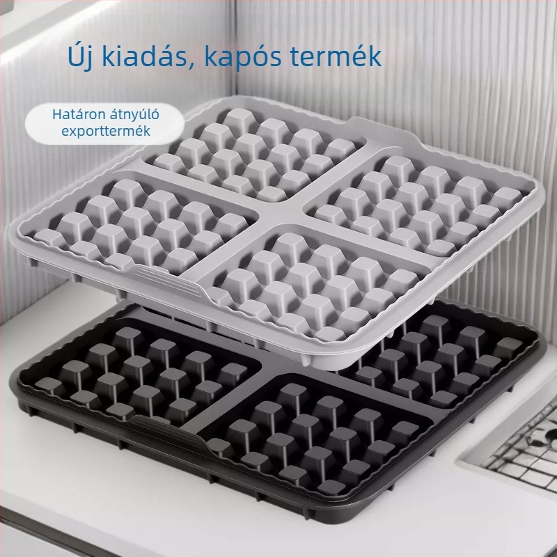 Légsütőhöz gofriforma és sütőedényekből álló készlet, négyszögletes tortaformákkal, nagy és kis méretek.