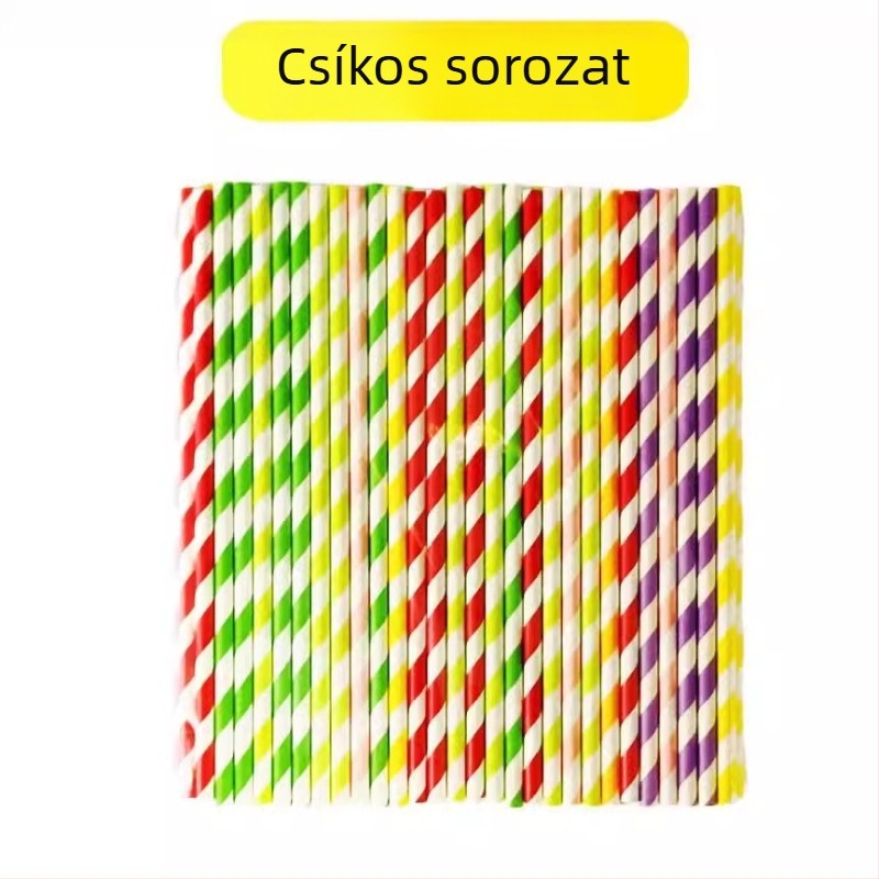 Vastagított papírszívószál tej- és kávéitalokhoz, egyedi használat, élelmiszer-minőség, biológiailag lebomló, csíkos és egyszínű