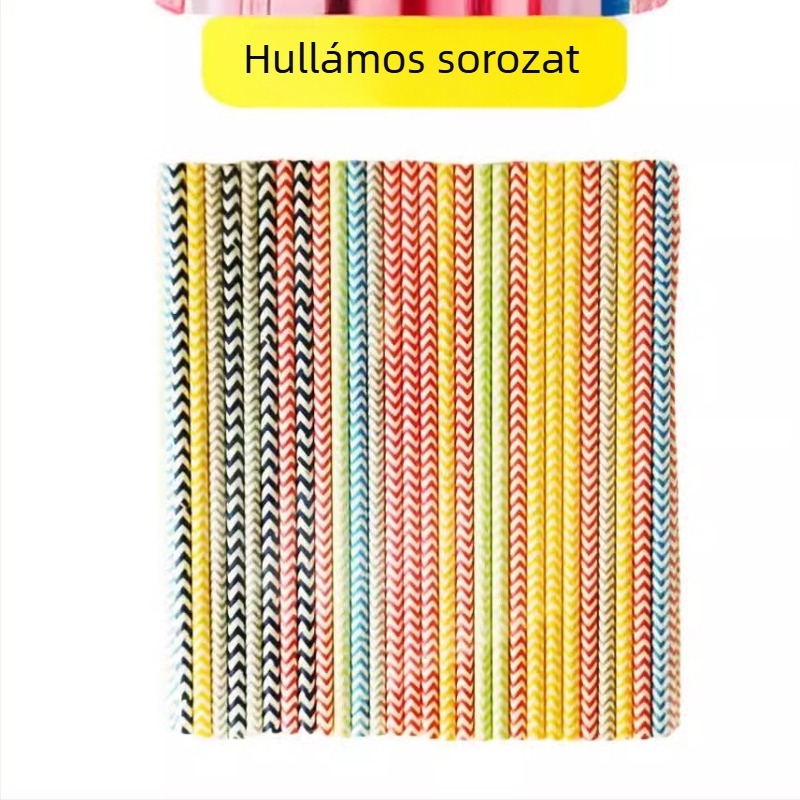 Vastagított papírszívószál tej- és kávéitalokhoz, egyedi használat, élelmiszer-minőség, biológiailag lebomló, csíkos és egyszínű