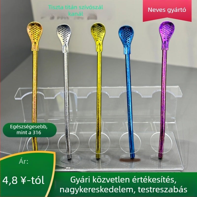 Több színű szívókanál levehető szűrővel mate teához, kültéri és otthoni használatra