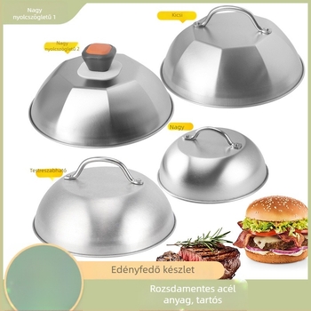 304 rozsdamentes acélból készült edényfedél és teppanyaki grill lemez készlet, 30 cm