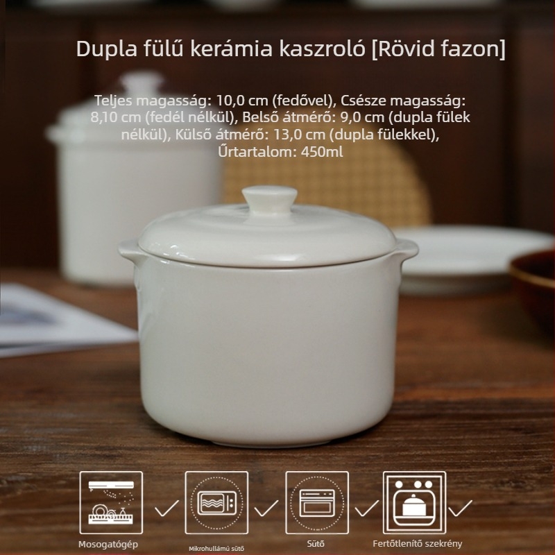 Egy személyes porcelán főzőedény fedővel — mini kerámia fazék két füllel madárfészek leveshez, otthoni vagy szállodai használatra
