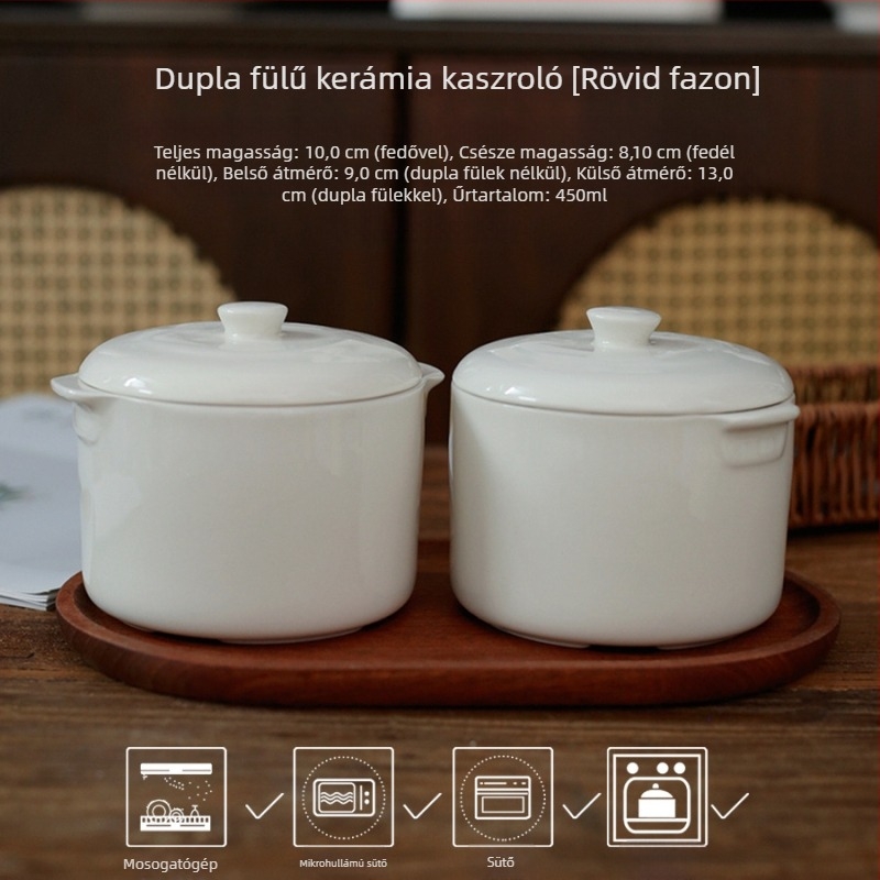 Egy személyes porcelán főzőedény fedővel — mini kerámia fazék két füllel madárfészek leveshez, otthoni vagy szállodai használatra