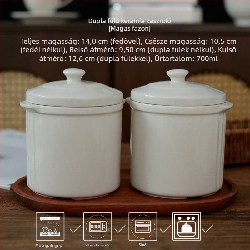Egy személyes porcelán főzőedény fedővel — mini kerámia fazék két füllel madárfészek leveshez, otthoni vagy szállodai használatra