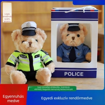 Egyenruhás rendőr mackó — plüss játék gyerekeknek, aranyos ajándék lányoknak