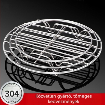 Otthoni 304 rozsdamentes acél gőzölő rács, kör alakú, négy lábú, vastagított alacsony lábakkal