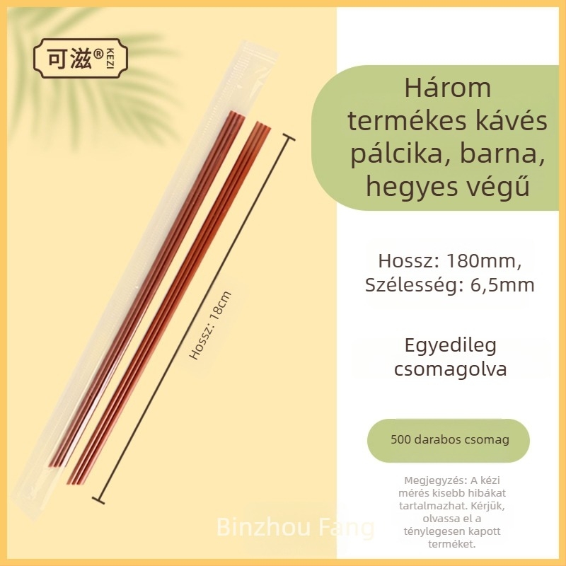 Egyszer használatos műanyag kávékeverő pálca, háromlyukas