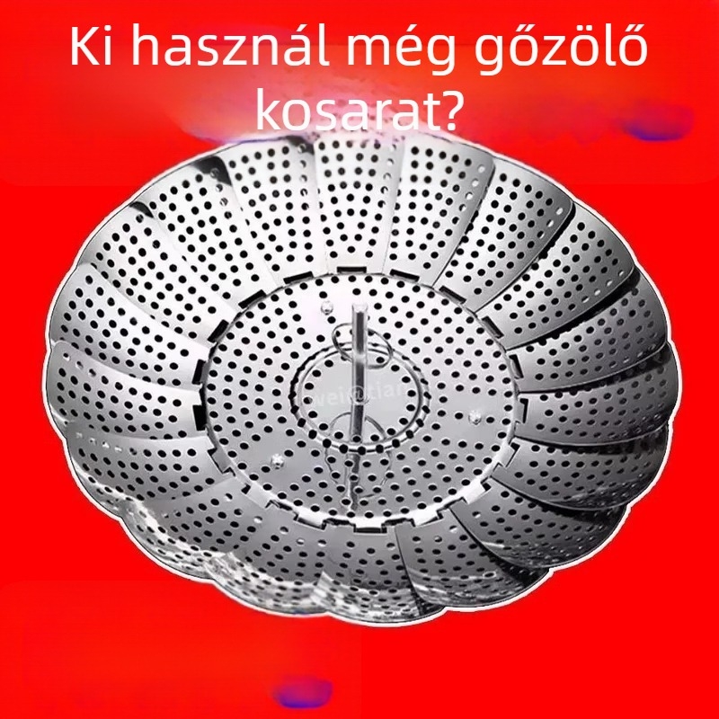 Universális gőzölő állvány 304 rozsdamentes acélból, összecsukható gőzölő tálca, vastagított kivitel, otthoni használatra