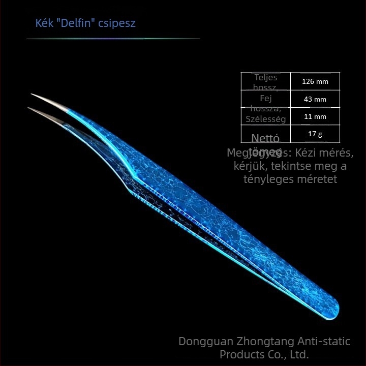 Nano szempillákhoz illesztő eszköz jégvirág mintával és jégrepedés textúrával, kiváló pontosságú rozsdamentes acél csipesz