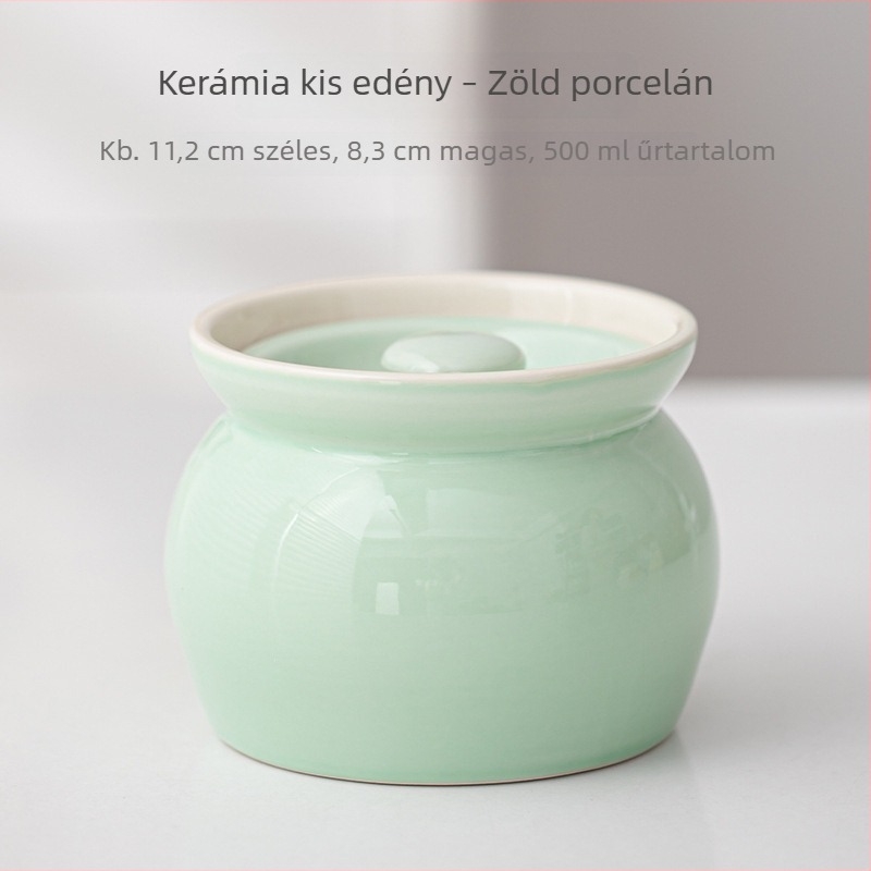 Kis kerámia főzőedény fedővel – ideális pörköltekhez és levesekhez, tojások és gyógyszerek tárolására, asztali edényként