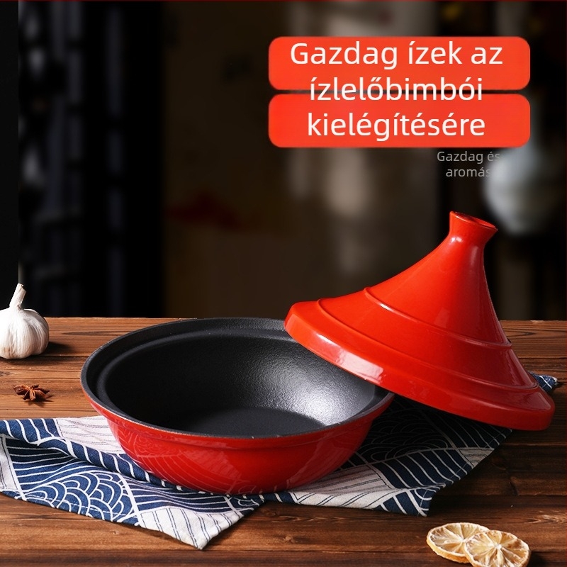 Zománcolt öntöttvas lábas marokkói tajine stílusú