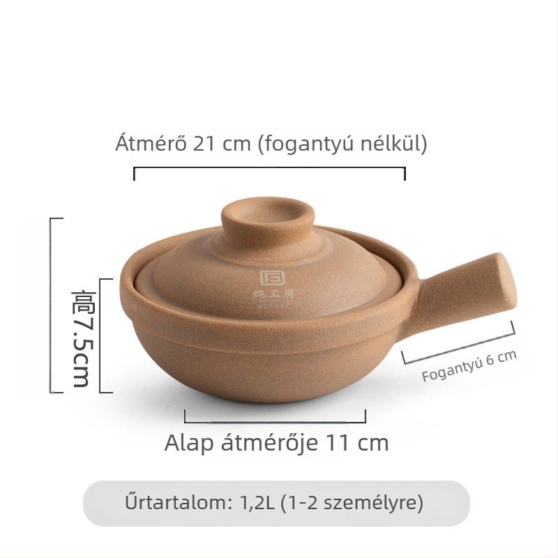 Jiushi kerámia kantoni stílusú agyaglábas rizshez, egykezes, máz nélküli, ellenálló a magas hőmérsékletnek, száraz főzéshez