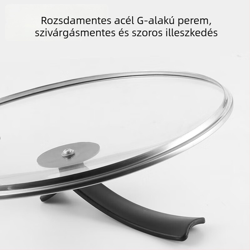 Konyhai üvegfedő wokhoz és levesesfazékhoz, átlátszó üveg, álló fogantyúval, hőálló