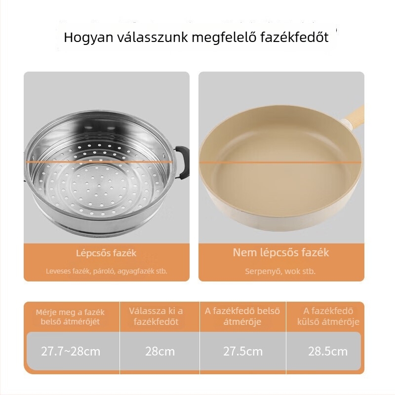 Konyhai üvegfedő wokhoz és levesesfazékhoz, átlátszó üveg, álló fogantyúval, hőálló
