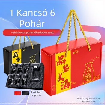 Baijiu pohár szett ajándék dobozban, golyó alakú kis poharakkal és graduált töltőedénnyel