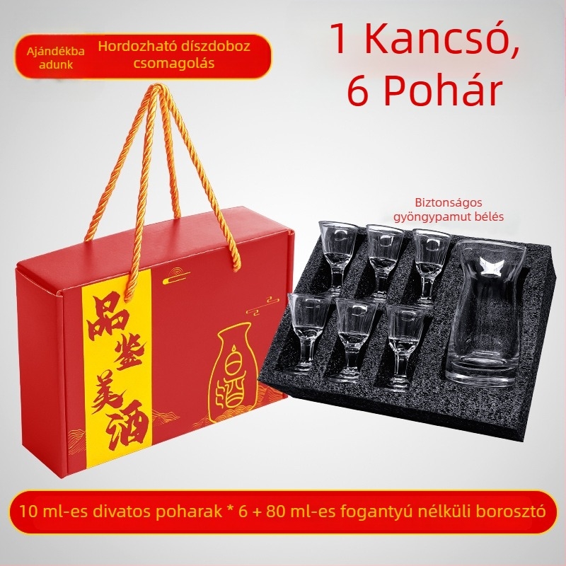 Baijiu pohár szett ajándék dobozban, golyó alakú kis poharakkal és graduált töltőedénnyel