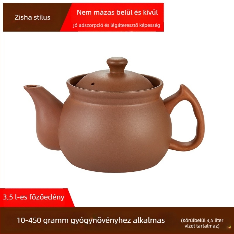 Nyílt lángon használható lila agyagból készült főzőedény otthoni használatra, hagyományos kínai gyógyászati főzethez gázfőzőn