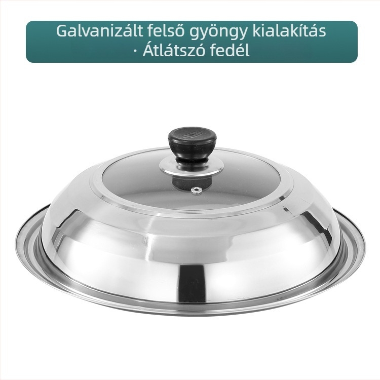 Rozsdamentes acél edényfedő, 30–42 cm, univerzális fedő wokhoz és serpenyőhöz