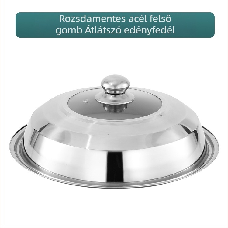 Rozsdamentes acél edényfedő, 30–42 cm, univerzális fedő wokhoz és serpenyőhöz