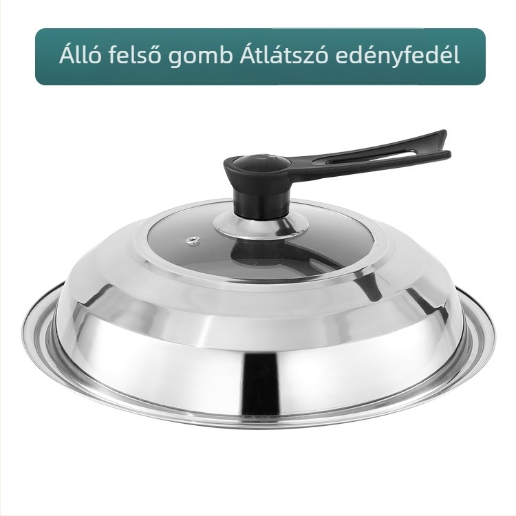 Rozsdamentes acél edényfedő, 30–42 cm, univerzális fedő wokhoz és serpenyőhöz