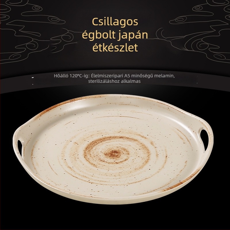 Kétfülű melamin tál, kis serpenyő-formájú tál japán és koreai BBQ-hoz, éttermi tálaló tányér, porcelán imitáció, nagykereskedelem