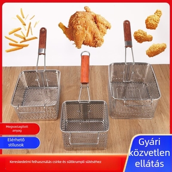 Kereskedelmi rozsdamentes acél fritőz körkörös hálós kosárral és olajszűrő hálóval