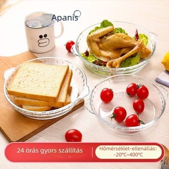 Apannis kétfülű üveg kör alakú tál, magas boroszilikátú hőálló üvegből, abalone tál, 7–10 hüvelyk