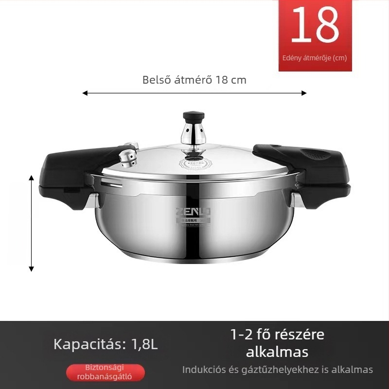 304 rozsdamentes acél nyomásfőző, vastagabb test, háztartási használatra, gáz- és indukciós főzőhöz, hordozható, nagy kapacitású, robbanásbiztos, kereskedelmi szintű biztonság