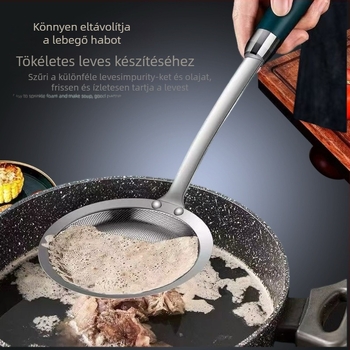 304 rozsdamentes acél habosító kanál szűrőhálóval, forró fazekakhoz és sütéshez