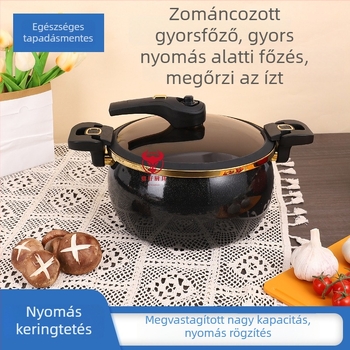 Emailezett nyomás alatti fazék, nagy kapacitású, többfunkciós, levesekhez és pörköltekhez, tapadásmentes