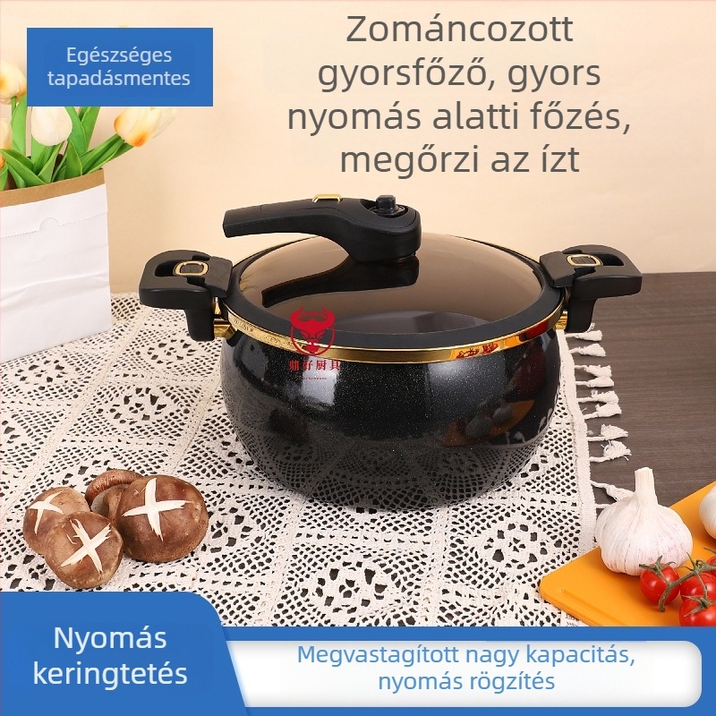 Emailezett nyomás alatti fazék, nagy kapacitású, többfunkciós, levesekhez és pörköltekhez, tapadásmentes