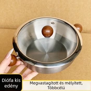 Extra vastag élelmiszer-minőségű rozsdamentes acélból készült edény fogantyúval, Instant tészta, forró olaj és tej számára — kis, egy személyes, többfunkciós leveses fazék