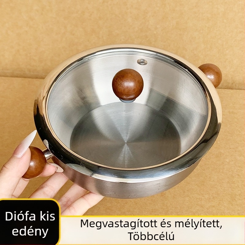 Extra vastag élelmiszer-minőségű rozsdamentes acélból készült edény fogantyúval, Instant tészta, forró olaj és tej számára — kis, egy személyes, többfunkciós leveses fazék
