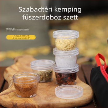 Hordozható kemping fűszertartó készlet – összekapcsolható üveg- és tégelyek kültéri grillsütéshez, lezárható, 5 darab
