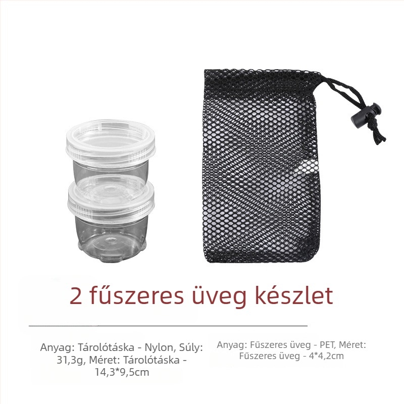 Hordozható kemping fűszertartó készlet – összekapcsolható üveg- és tégelyek kültéri grillsütéshez, lezárható, 5 darab