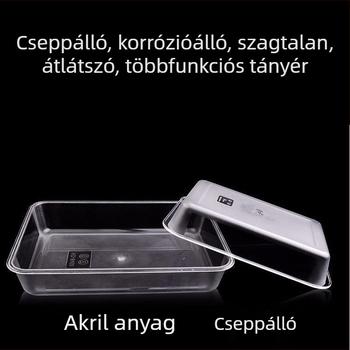 Akrilból készült átlátszó, téglalap alakú jégkészítő tál és ételtároló