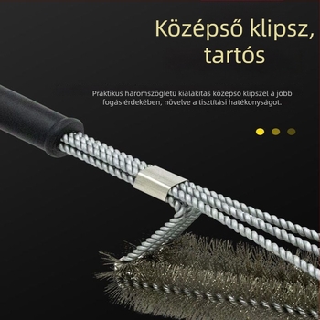 Rozsdamentes acél BBQ tisztító kefe hosszú nyéllel, multifunkcionális, drótfejű – teljes grill eszközkészlet