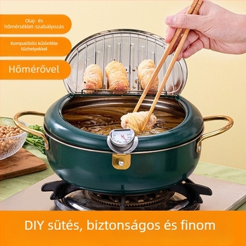 Japán stílusú sütőedény olajszűrő tartóval, Sukiyaki és tempura fazék, multifunkcionális leveses fazék otthoni és kereskedelmi használatra