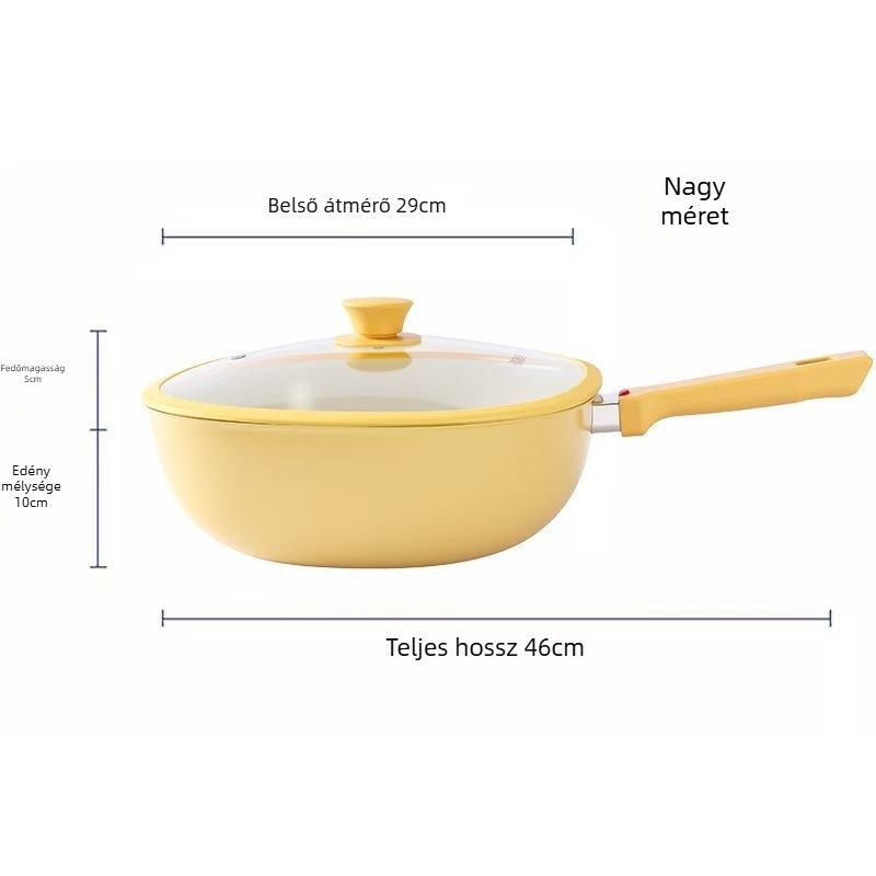 Xinas titánium-kerámia bevonatú, tapadásmentes wok, otthoni használatra, elegáns dizájn, univerzális gáz-égőhöz, szénhez, fához és indukcióhoz