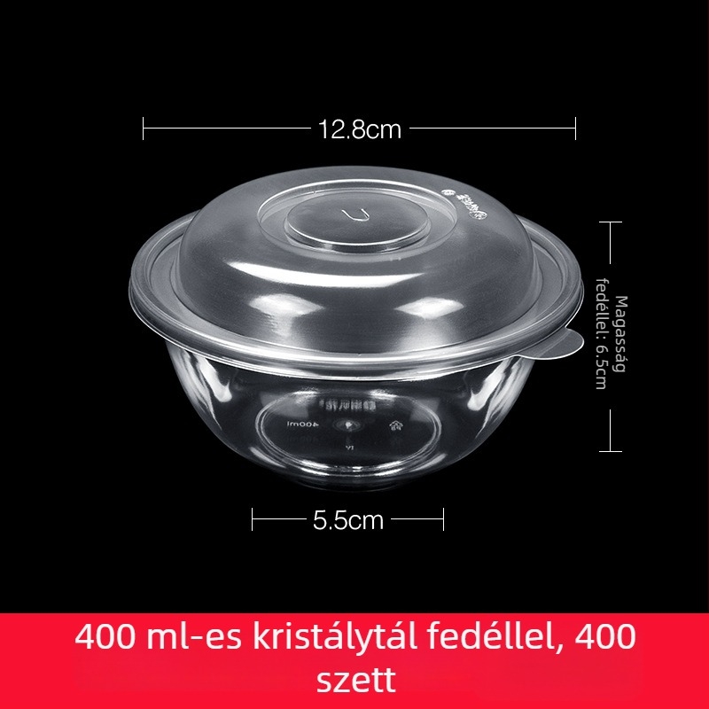Műanyag party étkészlet trombita virág motívummal, 10 darabos: tálak, tányérok, poharak és kanalak egyéni adagokhoz
