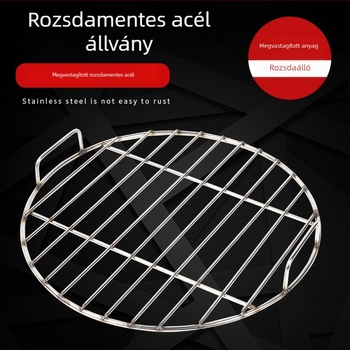 Rozsdamentes acélból készült kör alakú, megerősített fogantyúval – grill háló barbecue-hoz és pároló állvány alsó hálóval