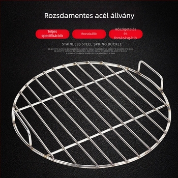 Rozsdamentes acélból készült kör alakú, megerősített fogantyúval – grill háló barbecue-hoz és pároló állvány alsó hálóval