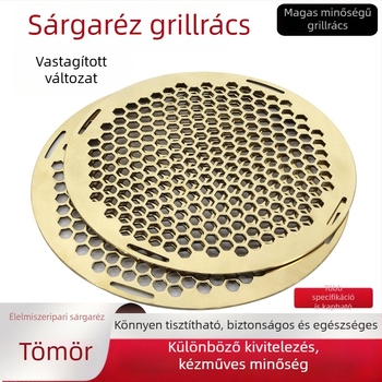 Kerek sárgaréz grillrács kültéri tűzhelyhez és grillhez, perforált megerősített háló